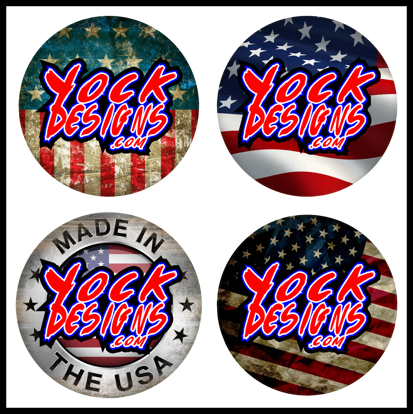 YockDesigns.com Logo Flag Decal 3in 4-Pack